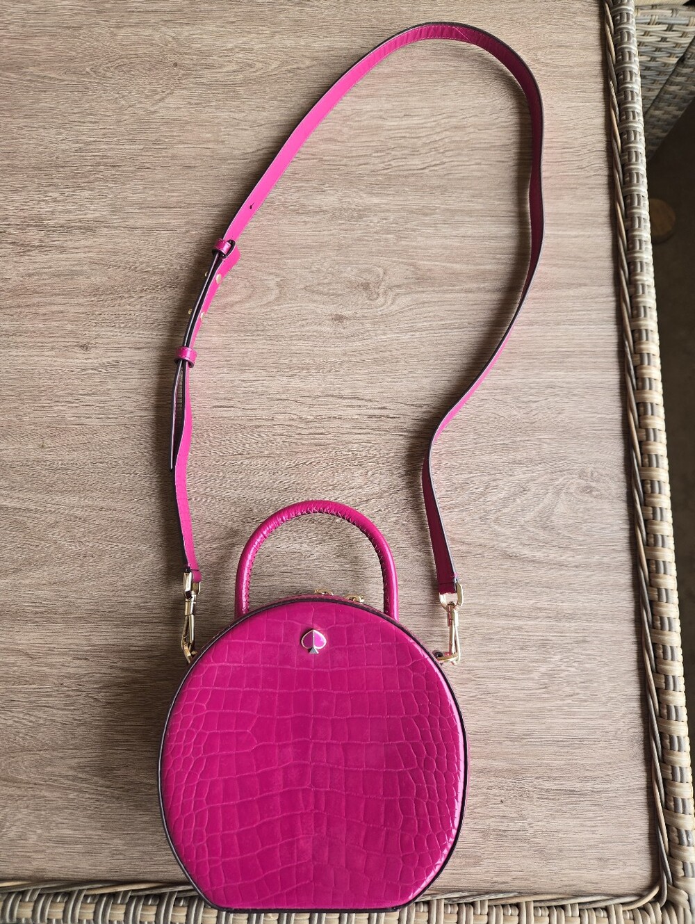 Kate Spade Andi Croc Embossed Canteen Crossbody Bag Berry Pink Magenta 💗 - Picture 8 of 16